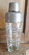 ORIGINAL VINTAGE RETRO GLASS COCKTAIL SHAKER BAR MIXER WITH DRINKS RECIPES