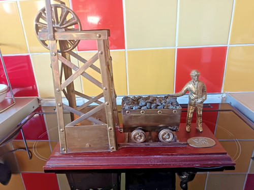 Brass welsh coal mining scene - brass,
