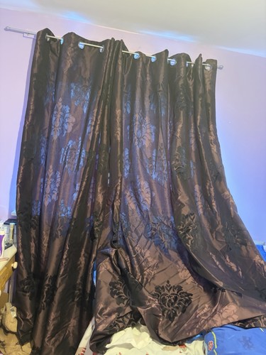 Long purple flowery curtains - long,