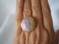 Kunzite cocktail ring, size N/O, 33 carats, in 5.8 grams of 925 Sterling Silver