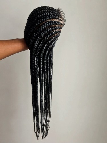 Black conrow braided wig - conrow,