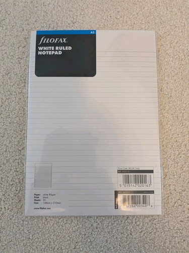 Filofax white ruled - a5, note