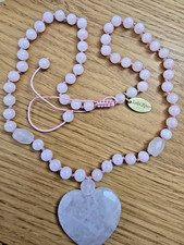 LOLA ROSE PRETTY PALE PINK / WHITE QUARTZ GEMSTONE HEART NECKLACE  18" + - NWOT