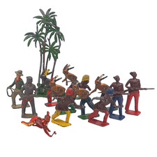 Vintage Britains Lead Indian Figures + Cowboy – Painted Toy Soldiers