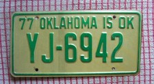 OKLAHOMA nice old retro 1970s AMERICAN LICENSE NUMBER PLATE #OK
