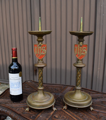 Pair antique brass copper - pair,