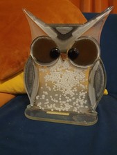 Nobile Glassware Fused Glass Large Owl Grey & White 14 cm H 22cm Aneta Pawlowska