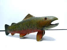 FLY FISHING BROOK TROUT  VINTAGE HAND PAINTED 28CM LONG