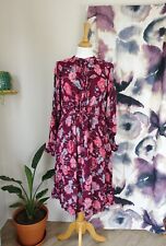Vintage RADLEY LONDON Purple floral gathered sheath dress size 12