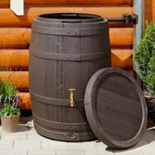 Garantia 260L Barrica Water Butt Barrel – Dark Brown | Rustic Rainwater Tank