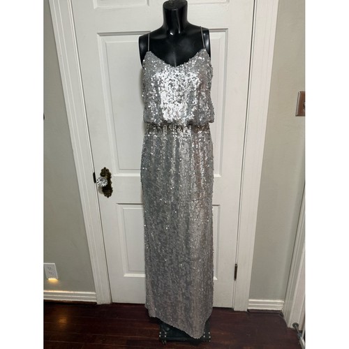 Silver sequin long prom - silver,