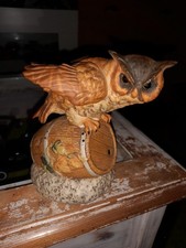 Leonardo collection porcelain ornament of an Owl on a barrel 