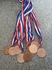 10 X Bronze Medals on Ribbon 50MM Sports Dance Football Gymnastics 50p Each