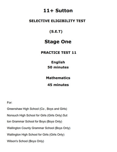 Sutton grammar schools - grammar, 11+