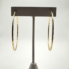 Large Hammered Gold Tone Hoop