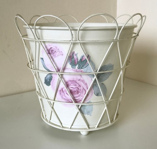 Ikea floral metal plant - pot, &