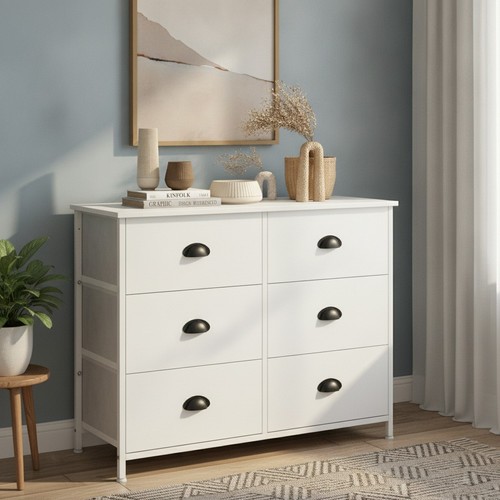 Homcom drawer white - homcom, 6-drawer