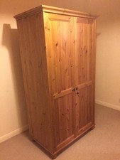 IKEA LARGE SOLID WOOD 2DOOR WARDROBE H:186cm W:102cm D:62cm
