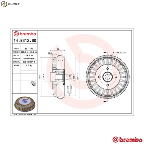 Brake drum e312 - drum, for