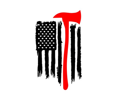 American flag axe firefighter - american,