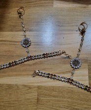 Panja / Hand panja Indian jewellery kundan red green gold pair GOOD CONDITION