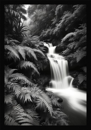 Waterfall beautiful framed - waterfall,