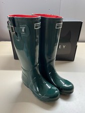 RADLEY ALBA HI WELLIES WELLINGTON BOOTS LONG GLOSS KHAKI UK SIZE 4 **RRP£85.00**