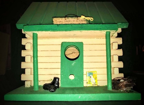 Log cabin retreat bird - cabin,