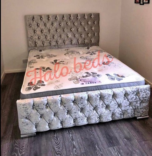 New silver crushed velvet - new,