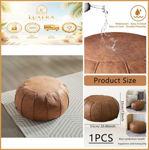 Handmade moroccan pouf ottoman - moroccan,