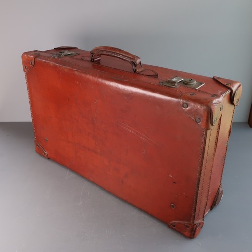 Antique leather suitcase - antique,