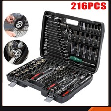 216PCS Socket Set 1/4 3/8 1/2" Spanner Drive Ratchet Wrench Mechanic Tool Kit UK