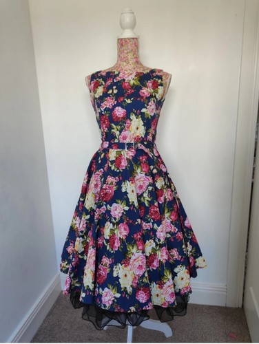 Black butterfly floral 50s - black,