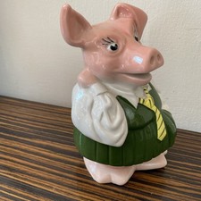 Natwest Girl Pig Piggy Bank With Original Stopper Vintage Wade Pottery. 17cm