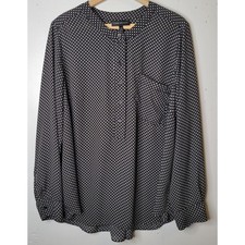 Polka Dot Flowy Henley Blouse