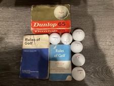 Vintage Dunlop 65 Six Golf Ball Box Golf Rule Books and Balls