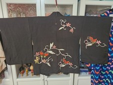 Haori79 Japanese Vintage Kimono Brown Haori Jacket Flowers