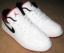 Nike Air Jordan 1 Low Size 6 UK Trainers White Gym Red Leather 553560-118 EUR 39
