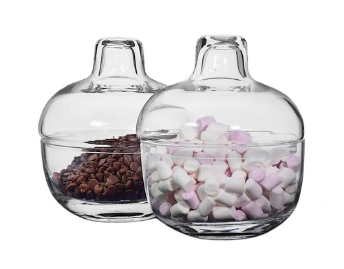 Set clear rounded glass - of,
