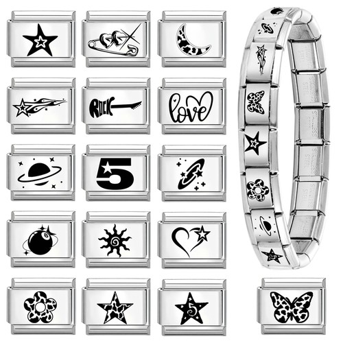 Black engraved italian charms - italian,