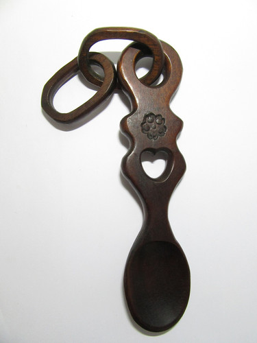 Wooden welsh love spoon - wooden,