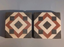 2x Antique 19th Century Pugin Floor Tiles Architectural Pottery Company Poole