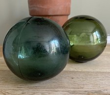 2 Old Antique Green Glass
