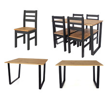 Modern Rectangular Dining Table 4/6 Ladder Back Chairs - Antique Pine Finish