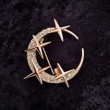 Moon & Stars Brooch Gold Tone