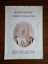 4 PAGE KNITTING PATTERN - BEATRIX POTTER - PETER RABBIT - COT COVER, THROW AND C