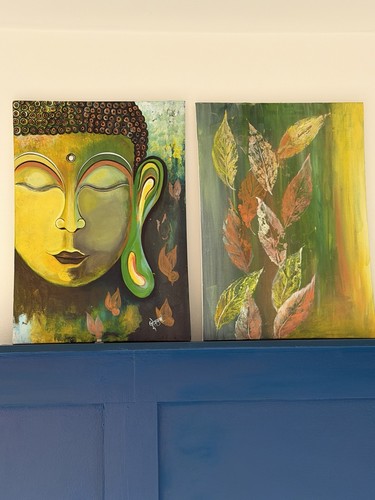 Handmade twin buddha paintings - buddha,