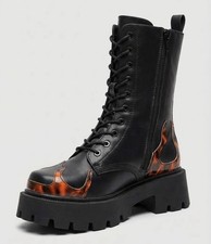 Squared Toe Black Combat Boots
