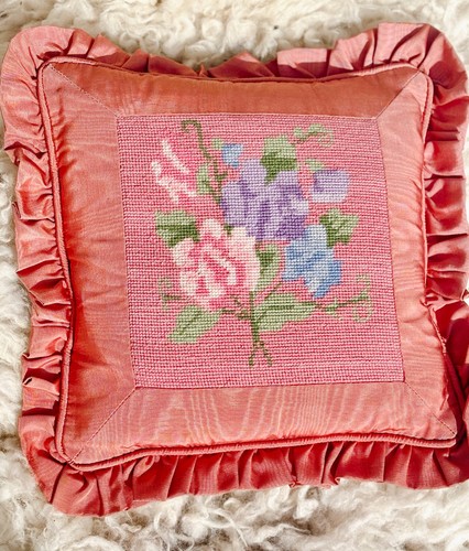 Vintage floral needlepoint - vintage,