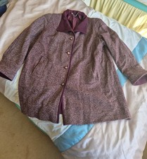 Grape Berkertex Women's Tweed Coat Size 18  Wool Polyester ACRYLIC Blend